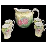 RS PRUSSIA PITCHER (Sm Chip) & 4 Cups (see 2nd