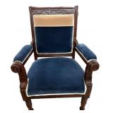 Blue Upholstery Antique Arm Chair