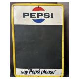 Vintage Say "Pepsi, Please ï¿½ Metal Chalkboard Sign