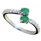 Elegant Natural Emerald Bypass Designer Ring