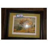 McManus elk print - frame measures 17" x 14"