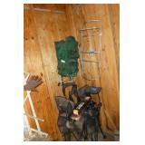 Lot of outdoor items - backpack and frame, 2 seat