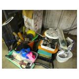 Lot of garden items - tools, seat, sprinklers and