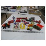 flat of assorted used toys -mostly vehicles