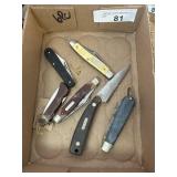 6 piece vintage knives shrade, old timer and other