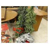 6 Artificial Christmas Trees and Wreath