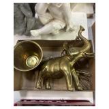 3 Brass figures and bowl