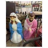 2 blow mold nativity figures