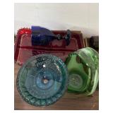 Glass Basket Bowl, Blue-Teal Candy Dish, Blue Glo