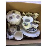 Box of Hand Crafted Pottery Tea Pots, Trinket Boxe