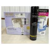 Hot tools hair dryer. Hair spray and nuetrogena