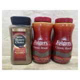 Tasters choice and 2 Folgers  instant coffee