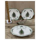 2 Spode serving plates,  bowl and Bless this