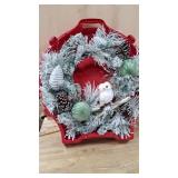 22 inch Snow Owl wreath in plastic storage