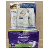 Dove 2 Pk Body Wash Pumps & Always Long Panty