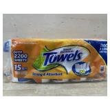 15 rolls paper towels orange pack