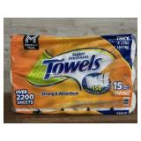 15 mega rolls paper towels orange pack