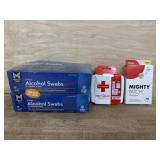 Alcohol swabs. First aid kit. Blemish patches