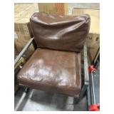 Leather and metal side chair