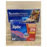 Reynolds pop-up parchment sheets & Ziploc Quart