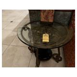 GLASS & WROUGHT IRON END TABLES