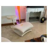 WHITE LEATHER OTTOMAN (LOCATED IN FORT LAUDERDALE,