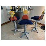 BAR HEIGHT CHAIRS WITH SILVER BASES - BLUE / ORANG