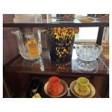 ASSORTED GLASSWARE - 2- WINE BUCKETS / 2- CANDY DI