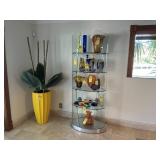 CHROME & GLASS SHELVING UNIT WITH 4 SHELVES (LOCAT