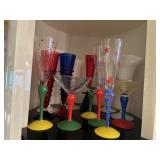 ASSORTED COLOR DECO WINE GLASSES (LOCATED IN EDGEW