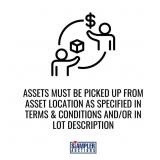 ASSETS MUST BE PICKED UP FROM ASSET LOCATION AS SP