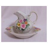 Small Lefton pitcher & bowl - porcelain battery