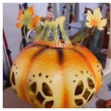 Large metal pumpkin, 13.5" tall -