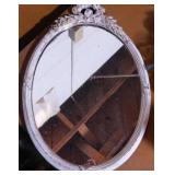 Mid Century wall mirror in ornate frame, 19" tall