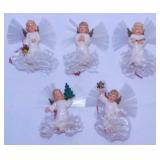 5 West Germany celluloid Christmas angels w/ spun