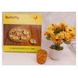New butterfly bamboo coaster set in box - Votive
