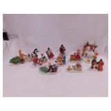 13 Christmas scene figurines, tallest is 4.5"