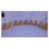 9 Mid Century sugar frosted Christmas bells,