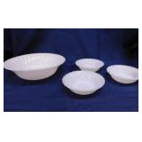 Anchor Hocking swirl milk glass berry set