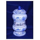 3 vintage Blue Onion kitchen canisters: Cookie jar