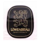 1976 Lowenbrau beer bar sign, 10" x 12", glass