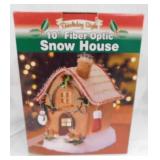 New fiber optic Christmas snow house in box,