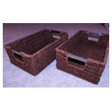 2 woven storage bins, 5.5" x 10" x 6" -