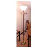 Brushed nickel torchiere floor lamp w/ glass shade