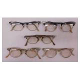 5 pair vintage gold filled rim eyeglasses,