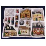 Ceramic Christmas village set: 5 buildings,