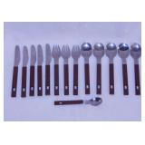 Mid Century stainless flatware w/ plastic handles