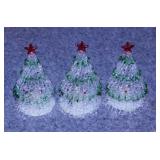 3 blown glass lighted Christmas trees, 4" tall -