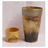 Antique horn & brass drinking cup - Celluloid