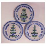 3 Mary Hadley Pottery Christmas tree plates,